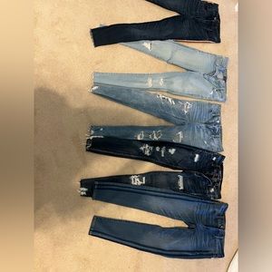 Assorted Abercrombie and American eagle jeans